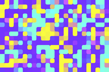 Square pixel round pattern irregular mosaic multicolor abstract technology vector background