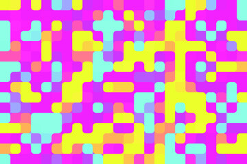 Square pixel round pattern irregular mosaic multicolor abstract technology vector background