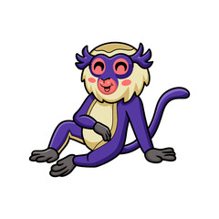 Cute mona monkey cartoon sitting