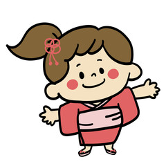浴衣を着ている子どものイラスト素材　女の子