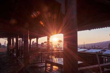 the glow of the sun at sunrise