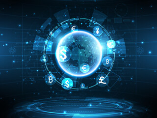2d illustration Abstract futuristic electronic circuit technology background