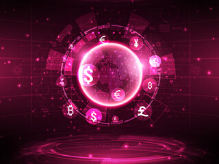 2d illustration Abstract futuristic electronic circuit technology background