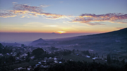 created by dji camera, just before the sun rises but it has given off a sparkling light that beautifies the Indonesian sky