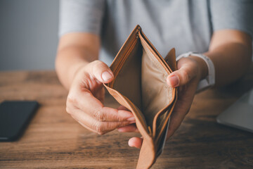 Empty money in wallet, concept money deficit, money is not enough , Unemployment, poverty..