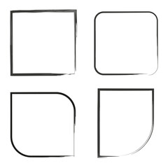 Exclusive frames, figures. Rounded corners. Squares brush style. stock image.