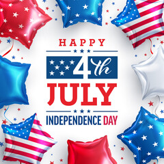 4 th of July Sale poster.USA independence day celebration with American Star balloon.USA 4th of July promotion advertising banner template for Brochures,Poster or Banner