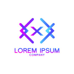 letter X with Pulse music player element. Logo template electronic music, equalizer, store, dj, nightclub, disco. Audio wave logo concept, Multimedia Technology themed, Abstract Shape vector