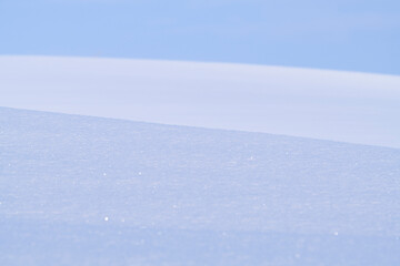 Minimal image of snow and sky in winter, Hokkaido, Japan