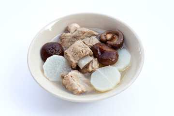 Fototapeta premium Pork rib soup with white radish and shiitake mushroom