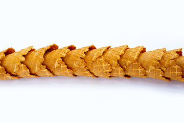 Empty ice cream cone on white background.
