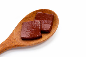 Pork blood on white background.