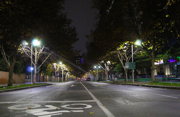 Business district at night