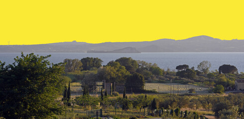 landscape of the lake of Bolsena Viterbo Italy - obrazy, fototapety, plakaty