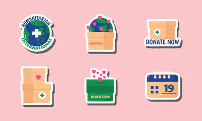 World Humanitarian Day Sticker Set Design