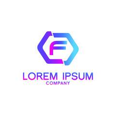Creative Letter F logo design with point or dot symbol