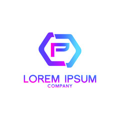 Creative Letter P logo design with point or dot symbol