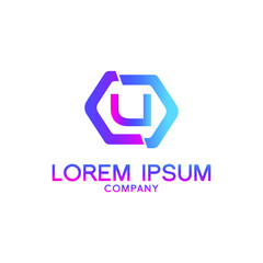 Creative Letter U logo design with point or dot symbol