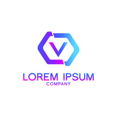 Fototapeta premium Creative Letter V logo design with point or dot symbol