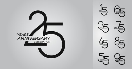 set of anniversary logotype black color premium edition on white background for celebration