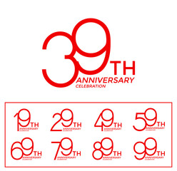 set of anniversary logotype red flat color special edition on white background for celebration