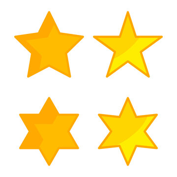 Golden different yellow stars. Yellow star. Stars vector. Badge icon. Vector illustration. stock image.