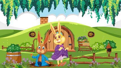 Obraz na płótnie Canvas Rabbit at the hobbit house