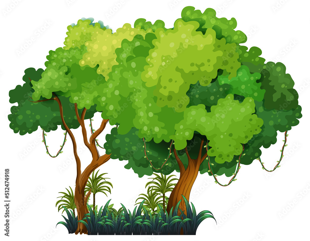 Wall mural Big tree isolated cartoon