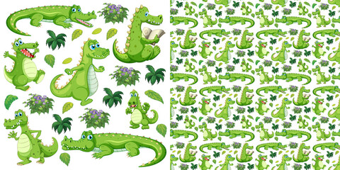 Cute animals cartoon set on white background