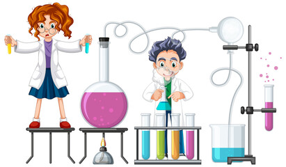Boy and girl doing science experiment