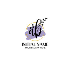 Initial letter AB beauty handwriting logo vector