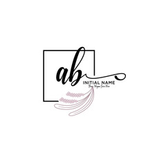 Initial letter AB beauty handwriting logo vector