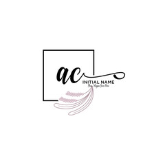 Initial letter AC beauty handwriting logo vector