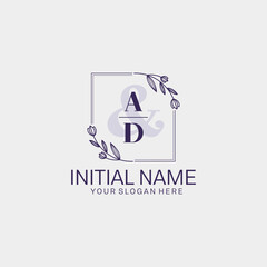 Initial letter AD beauty handwriting logo vector