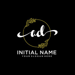 AD Initial handwriting logo vector. Hand lettering for designs.