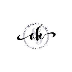 AK Initial handwriting logo vector. Hand lettering for designs.