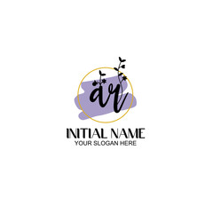 Initial letter AR beauty handwriting logo vector