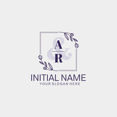 Initial letter AR beauty handwriting logo vector