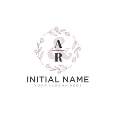 Initial letter AR beauty handwriting logo vector