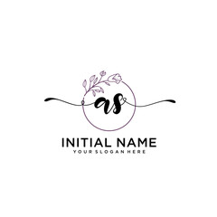 Letter AS, Beauty and fashion logo design vector, Beautiful logotype collection