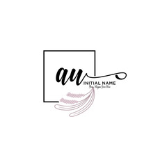 Letter AU, Beauty and fashion logo design vector, Beautiful logotype collection