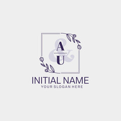 Initial letter AU beauty handwriting logo vector