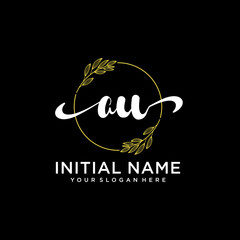 AU Initial handwriting logo vector. Hand lettering for designs.