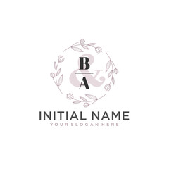 Initial letter BA beauty handwriting logo vector