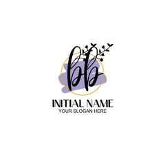 Initial letter BB beauty handwriting logo vector