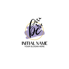 Initial letter BC beauty handwriting logo vector