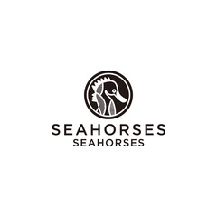Seahorses logo design icon template