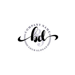 BD Initial handwriting logo vector. Hand lettering for designs.