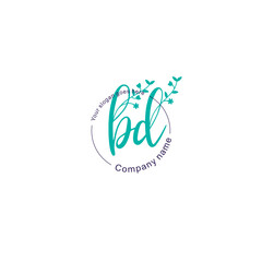 Initial letter BD beauty handwriting logo vector
