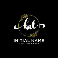 BD Initial handwriting logo vector. Hand lettering for designs.